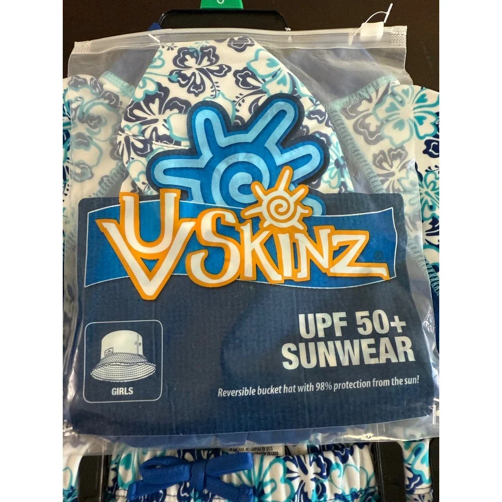 UV Skinz Swim Set Girl 6 UPF 50+ Sun wear 3-Piece‎ Kids Swimsuit with Hat NWT